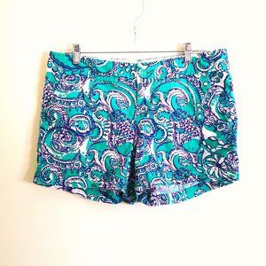 Lilly Pulitzer Teal and Navy Paisley Print Women's Shorts